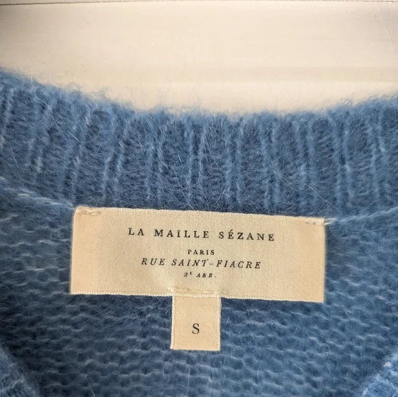 Sezane Blue Sweater with White Floral Embroidery Size S - Picture 4 of 5